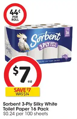 Coles Sorbent 3-Ply Silky White Toilet Paper offer