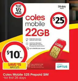 Coles Coles mobile prepaid sim offer