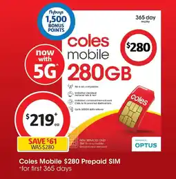 Coles Coles mobile prepaid sim offer
