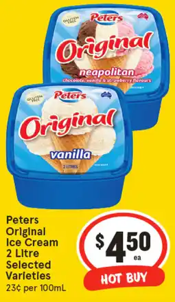 IGA Peters original ice cream offer