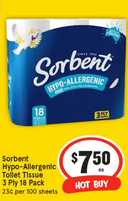 IGA Sorbent hypo-allergenic toilet tissue offer