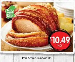 Spudshed Pork scored loin skin on offer
