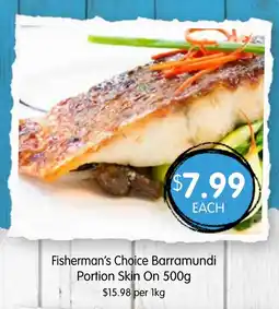 Spudshed Fisherman's choice barramundi portion skin on offer