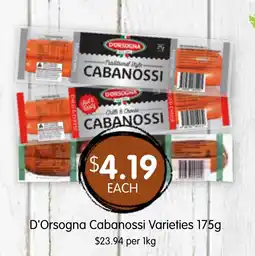Spudshed D'orsogna cabanossi varieties offer