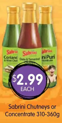 Spudshed Sabrini chutneys or concentrate offer