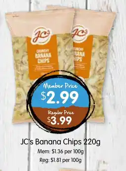 Spudshed Jc's banana chips offer