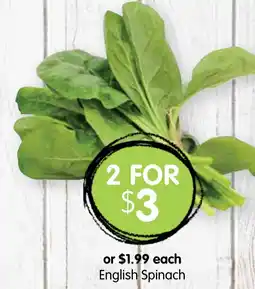 Spudshed English spinach offer