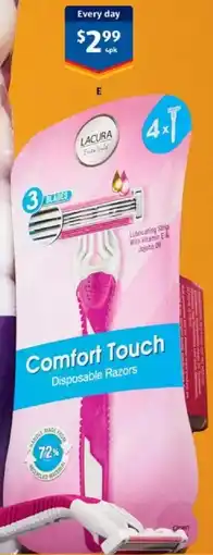 ALDI Lacura essentials women's 3 blade disposable razors offer