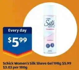 ALDI Schick women's silk shave gel offer