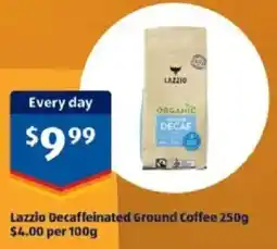 ALDI Lazzio decaffeinated ground coffee offer