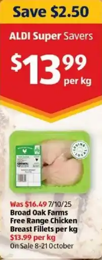 ALDI Broad oak farms free range chicken breast fillets offer
