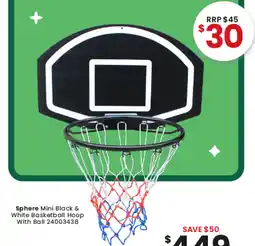 Toymate Sphere Mini Black & White Basketball Hoop With Ball offer