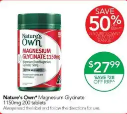 Terry White Nature's Own Magnesium Glycinate 1150mg offer