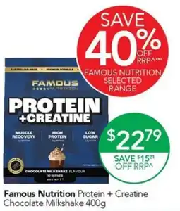 Terry White Famous Nutrition Protein + Creatine Chocolate Milkshake offer