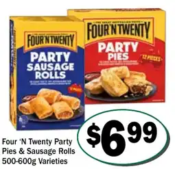 Friendly Grocer Four 'N Twenty Party Pies & Sausage Rolls Varieties offer