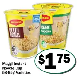 Friendly Grocer Maggi Instant Noodle Cup Varieties offer