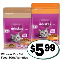 Friendly Grocer Whiskas Dry Cat Food Varieties offer