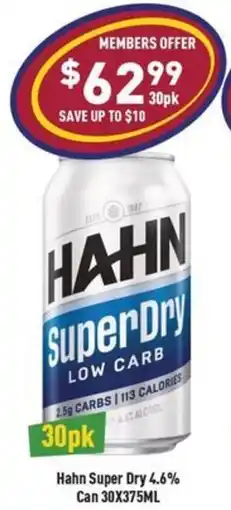 Liquor Legends Hahn Super Dry 4.6% Can offer