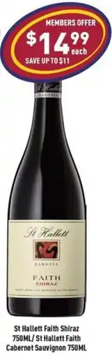 Liquor Legends St Hallett Faith Shiraz /St Hallett Faith Cabernet Sauvignon offer