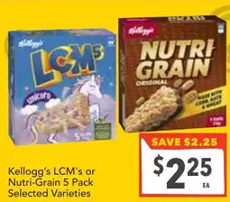 Supa Valu Kellogg's LCM's or Nutri-Grain Selected Varieties offer
