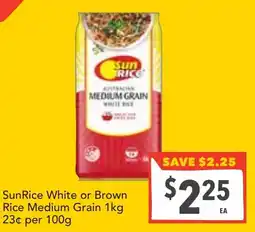 Supa Valu SunRice White or Brown Rice Medium Grain offer