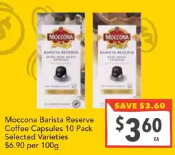 Supa Valu Moccona Barista Reserve Coffee Capsules Selected Varieties offer