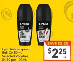 Supa Valu Lynx Antiperspirant Roll-On Selected Varieties offer