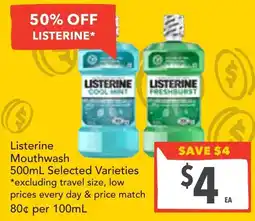 Supa Valu Listerine Mouthwash Selected Varieties offer