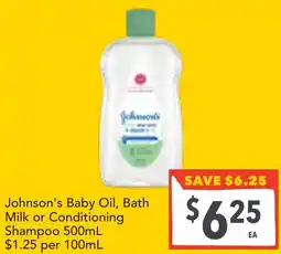 Supa Valu Johnson's Baby Oil, Bath Milk or Conditioning Shampoo offer