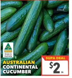 Supa Valu Australian continental cucumber offer