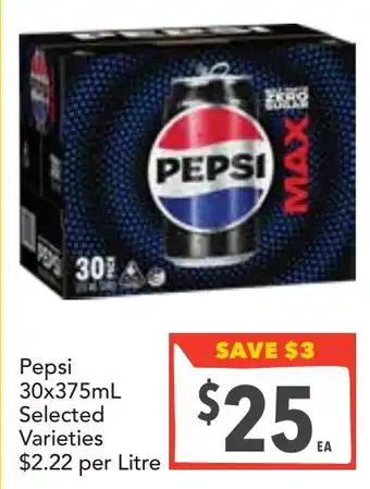 Supa Valu Pepsi selected varieties offer