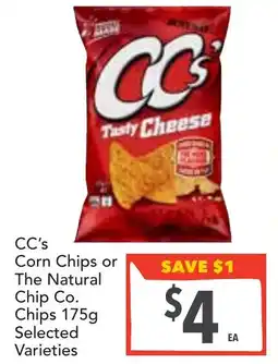 Supa Valu Cc's corn chips or the natural chip co. chips selected varieties offer