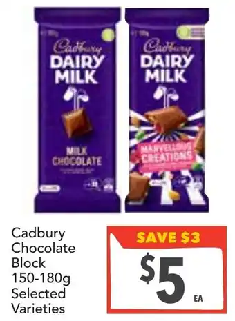 Supa Valu Cadbury chocolate block selected varieties offer