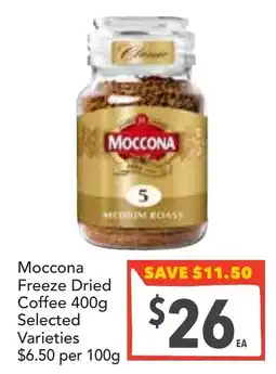 Supa Valu Moccona freeze dried coffee selected varieties offer