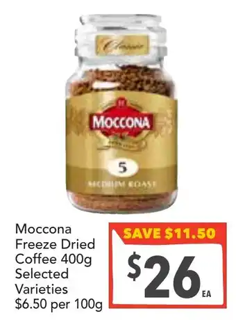 Supa Valu Moccona freeze dried coffee selected varieties offer