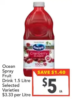 Supa Valu Ocean spray fruit drink selected varieties offer