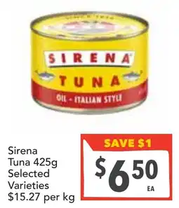 Supa Valu Sirena tuna selected varieties offer