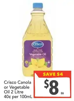 Supa Valu Crisco canola or vegetable oil offer