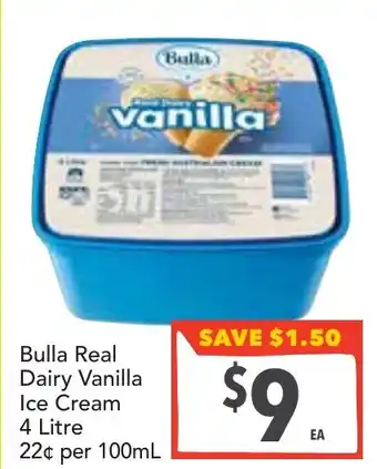 Supa Valu Bulla real dairy vanilla ice cream offer