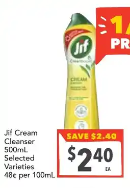Supa Valu Jif cream cleanser selected varieties offer
