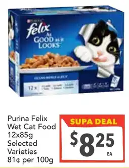 Supa Valu Purina felix wet cat food selected varieties offer
