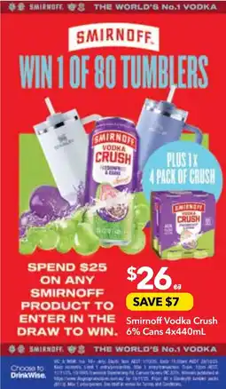 Supa Valu Smirnoff vodka crush 6% offer