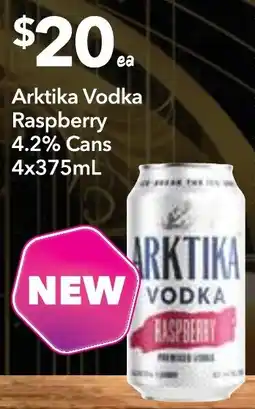 Supa Valu Arktika vodka raspberry 4.2% cans offer