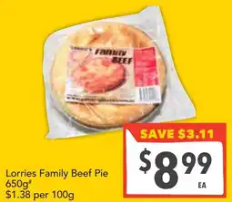 Supa Valu Lorries family beef pie offer