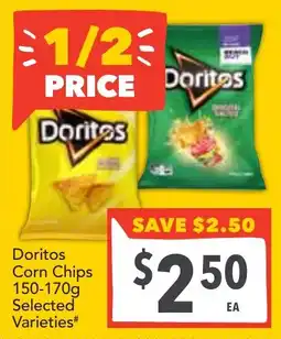 Supa Valu Doritos corn chips selected varieties offer