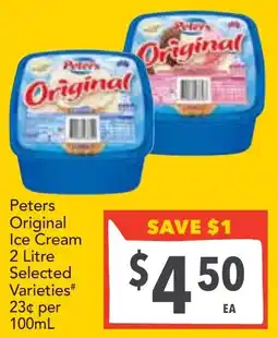 Supa Valu Peters original ice cream selected varieties offer