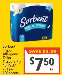Supa Valu Sorbent hypo- allergenic toilet tissue 3 ply offer