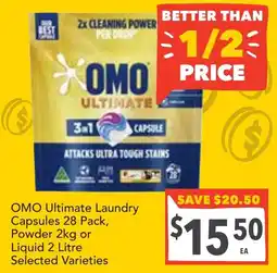 Supa Valu Omo ultimate laundry capsules, powder or liquid selected varieties offer