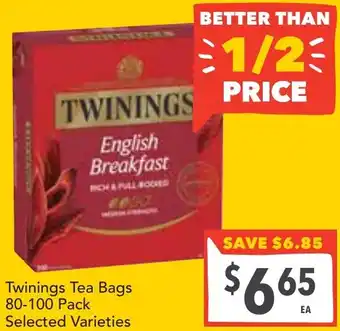 Supa Valu Twinings tea bags selected varieties offer