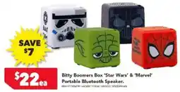 Harvey Norman Bitty boomers box 'star wars' & 'marvel' portable bluetooth speaker offer